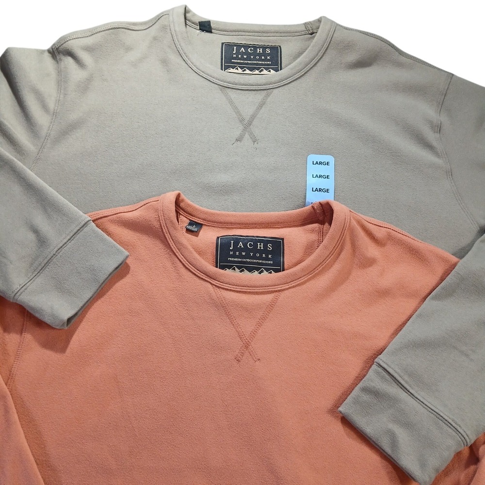 Jachs NY Soft Touch Fleece Crewneck Sweatshirt Premium‎ Pullover Large Lot of 2